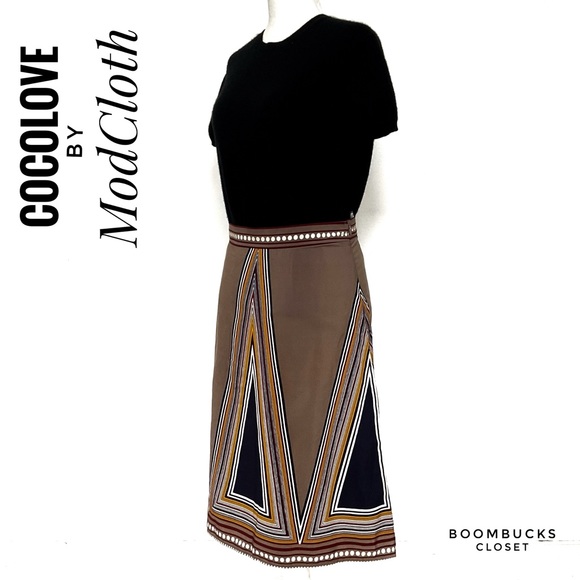 Mod Cloth Coco Love Geometrical Retro Printed Skirt - Picture 3 of 10